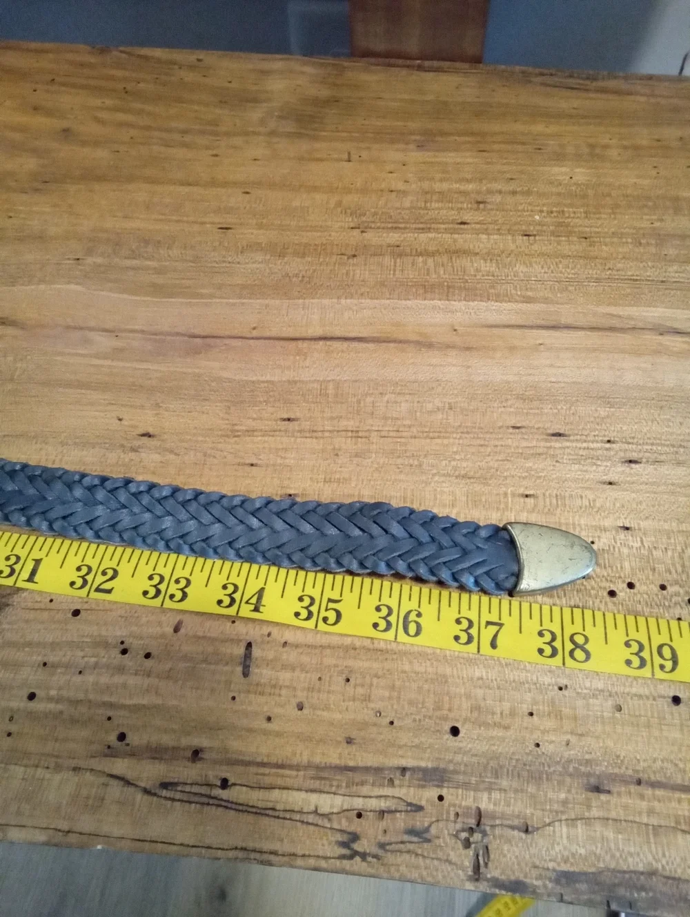 Vintage Argentina Aimee Lynn Woven/Braided Black Leather Belt Brass Buckle M/L